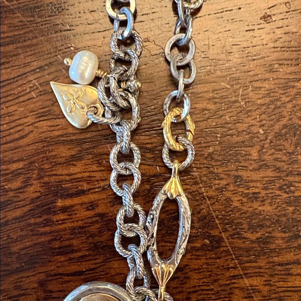 Chico's Silver and Gold Heart Pendant Necklace - Picture 3 of 4